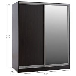 Wardrobe 2-wing Hm2434,02 Adler sliding doors mirror wenge 160x60x210