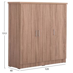 Гардероб 3-крилен с рафтове Fuento Hm2482.01 меламин в дъб сонама 120-116x40x123.5hcm