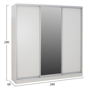 Wardrobe Adler with 3 doors slide white with mirror Hm2462,03 240x60x240cm