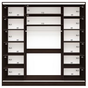 Adler wardrobe with 3 sliding doors and a mirror made of melamine, wenge color 240x60x240h Hm2462,02