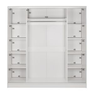 Гардероб Adler с врати слайд бял с огледало Hm2435,03 200x60x210hm
