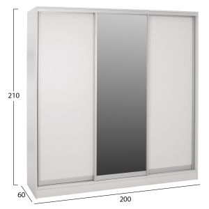 Гардероб Adler с врати слайд бял с огледало Hm2435,03 200x60x210hm