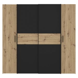 Wardrobe Bekerk made of melamine, black/oak color 200x61.5x190.5cm