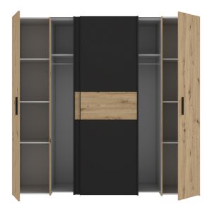 Wardrobe Bekerk made of melamine, black/oak color 200x61.5x190.5cm