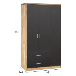 Wardrobe Caesar with 3 doors Hm340.04 sonoma color 89.2x42x181cm