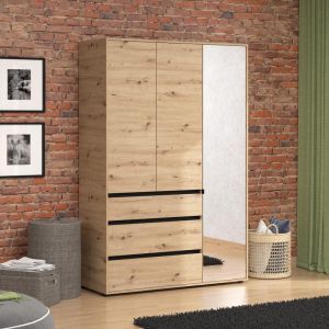 Wardrobe Corbett 3k3f1o H211 Artisan/matte black 138x55x211cm