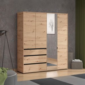 Wardrobe Corbett 4k3f1o H211 oak/black matte color 183x55x211cm