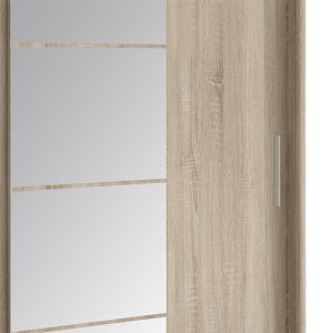 Wardrobe Elodie with 3 sliding doors with mirror, sonoma color 200x61x216cm