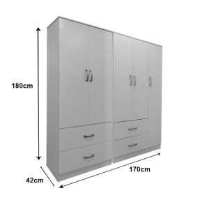 Lego wardrobe with five doors, white, 170x42x180 cm