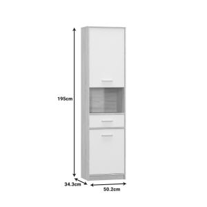 Letto oak wardrobe - white matte shade 50.2x34.3x195cm
