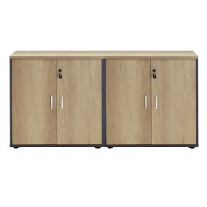 Wardrobe Lotus with 4 doors in oak-dark gray color 160x40.5x80cm