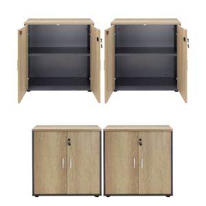 Wardrobe Lotus with 4 doors in oak-dark gray color 160x40.5x80cm