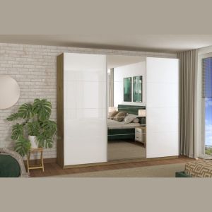 Wardrobe Mondego 270 Pog With Artisan Mirror-white Lacquer 262.5*62.5*224