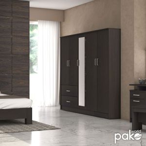 Wardrobe Olympus 5 doors, drawers and mirror, wenge color