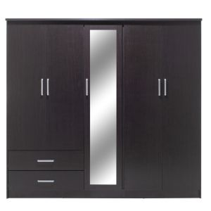 Wardrobe Olympus 5 doors, drawers and mirror, wenge color