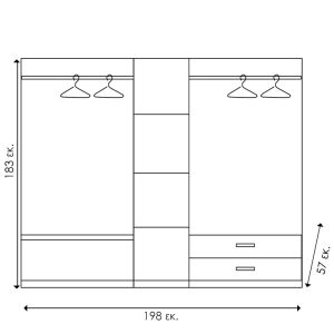 Wardrobe Olympus 5 doors, drawers and mirror, wenge color