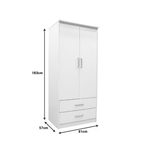 Гардероб Olympus с 2 врати и чекмеджета в бял цвят 81x57x183