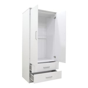 Гардероб Olympus с 2 врати и чекмеджета в бял цвят 81x57x183