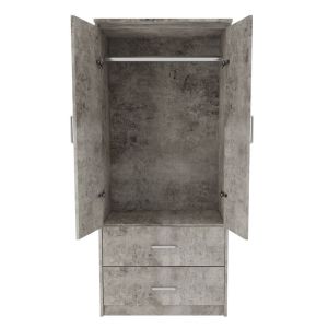 Wardrobe Olympus with 2 doors and drawers, anthracite color, 81x57x183