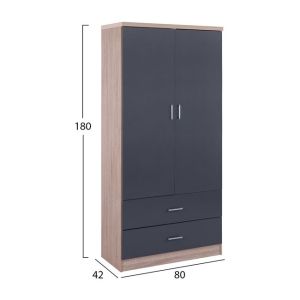 Wardrobe Reina with 2 doors, sonoma-gray color 80x42x180cm Hm338.04