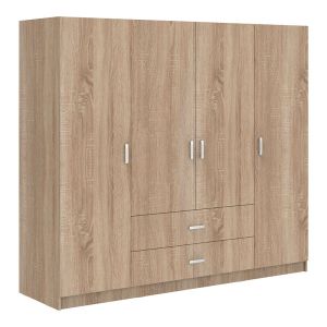 Гардероб Royal с четири крила, чекмеджета и тавански изглед Sonoma 200x58x230см
