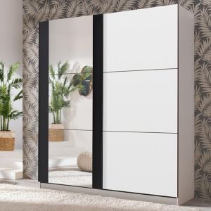 Wardrobe Sicilia 220 Og in white-black, 217x62.5x210cm