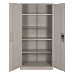 METALLIC WARDROBE HM5959.01 2-WING WITH 5 STORAGE SPACE LIGHT GREY 90Χ40Χ180Hcm.