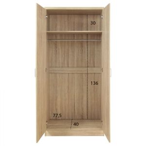 Wardrobe with 2 doors, sonoma color Hm368.02 80x42x181