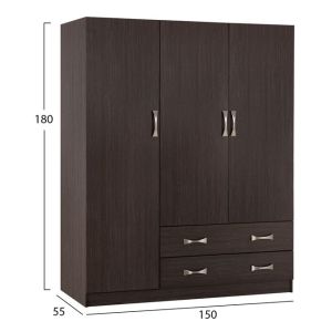Wardrobe with 3 doors 150x55x180cm Hm384.01 Zebrano