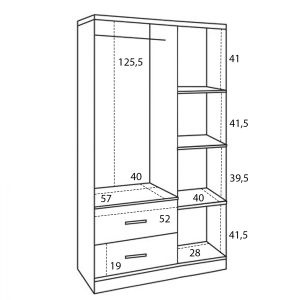 Wardrobe with 3 doors Hm340.02 sonoma color 89.2x42x181
