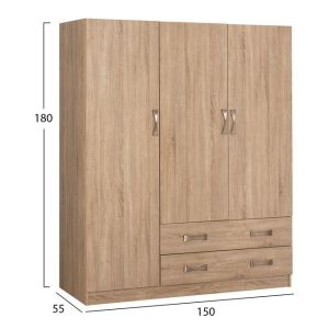 Wardrobe with 3 doors Hm384,02 sonoma color 150x55x180cm