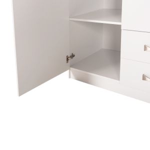 Гардероб с 3 врати и 2 чекмеджета Carly Hm384,05 бял цвят 150x55χ180hcm