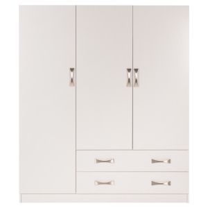 Гардероб с 3 врати и 2 чекмеджета Carly Hm384,05 бял цвят 150x55χ180hcm