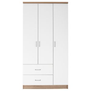 Wardrobe with 3 doors and 2 drawers Hm340.06 sonoma color/white 89x42.5x181cm