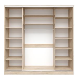 Wardrobe with 3 sliding doors and mirror made of melamine, sonoma color Hm2462,01 240x240x60cm