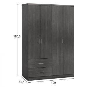 Wardrobe with 4 doors Hm339.01 Zebrano 120x42x181
