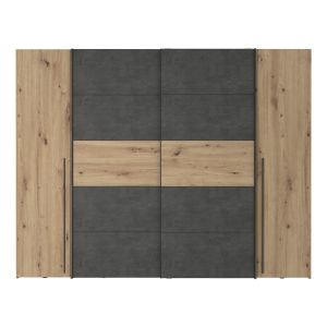 Гардероб с 4 врати Verzo от меламин цвят дъб/антрацит 270,5x61,5x210,5cm