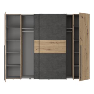 Гардероб с 4 врати Verzo от меламин цвят дъб/антрацит 270,5x61,5x210,5cm