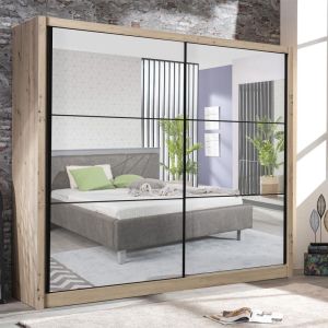 Wardrobe with mirror Navara 215 2 Og Gray Oak 213x60x215.5