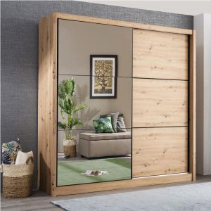 Wardrobe with mirror Navara 215 Og Artisan Oak 213x60x215.5