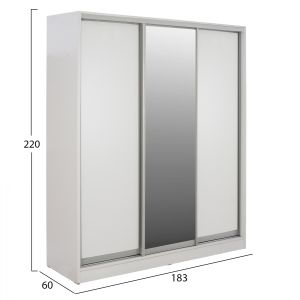 Wardrobe with sliding doors Adler in white with mirror 183x60x220cm Hm2461,03