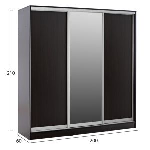 Wardrobe with sliding doors and mirror, wenge color Hm2435,02 200x60x210cm