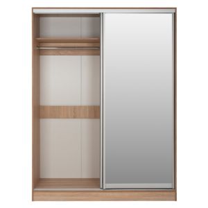 Wardrobe with sliding doors and mirror, sonoma color Hm2434 160x60x210cm