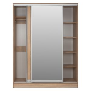 Wardrobe with sliding doors and mirror, sonoma color Hm2434 160x60x210cm