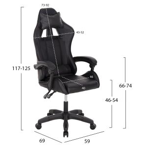 Gaming chair Mancer black Pu-black polypropylene 59x69x125cm HM1194
