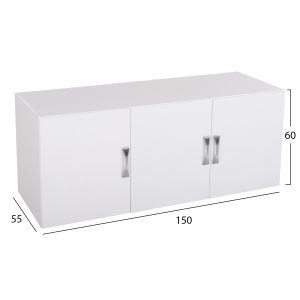 Upper cabinet for 3-chamber wardrobe Carly, melamine in white 150x55x60cm (hm385,05)