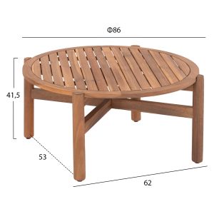 Garden round coffee table Sanji Hm6228 tropical acacia solid wood in natural color Φ86x41.5hcm
