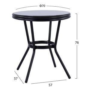 Garden aluminum table '70cm Hm5532,02 black with glass top D70x76cm