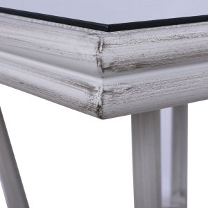 Garden aluminum table 70x70x76 Hm5568.01 white patina with glass top
