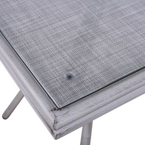 Garden aluminum table 70x70x76 Hm5568.01 white patina with glass top